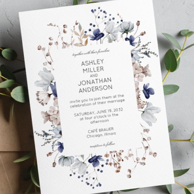 Elegant Modern Rustic Wildflower Wedding Invitation (Creator Uploaded)