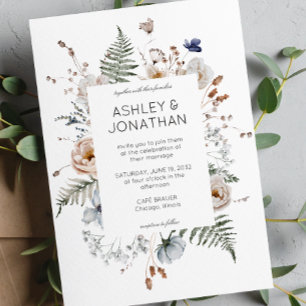 Elegant Modern Rustic Wildflower Wedding Invitation