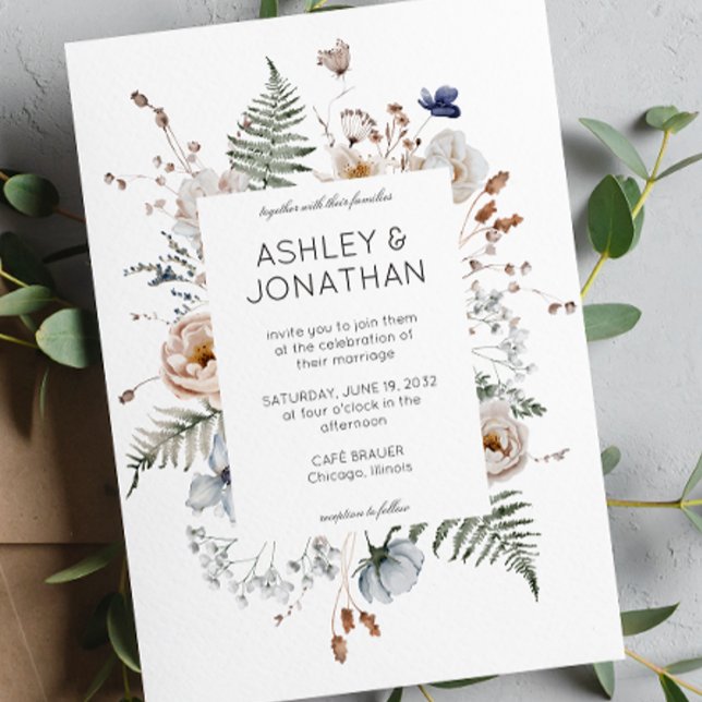 Elegant Modern Rustic Wildflower Wedding Invitation (Creator Uploaded)