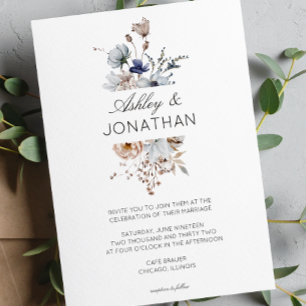 Elegant Modern Rustic Wildflower Wedding Invitation