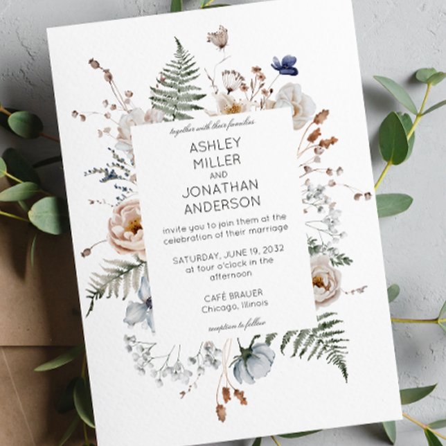 Elegant Modern Rustic Wildflower Wedding Invitation (Creator Uploaded)