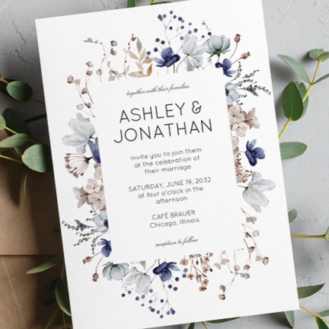 Elegant Modern Rustic Wildflower Wedding Invitation (Creator Uploaded)