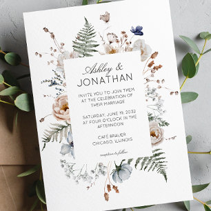 Elegant Modern Rustic Wildflower Wedding Invitation