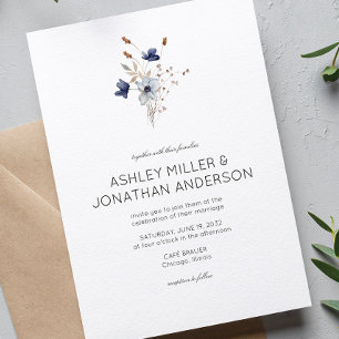 Elegant Modern Rustic Wildflower Wedding Invitation