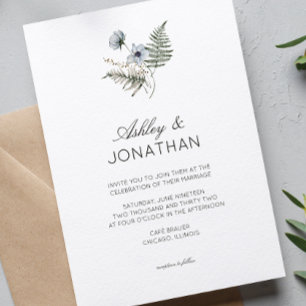 Elegant Modern Rustic Wildflower Wedding Invitation