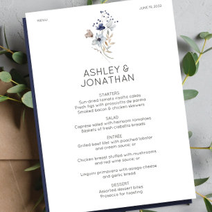 Elegant Modern Rustic Wildflower Wedding Menu