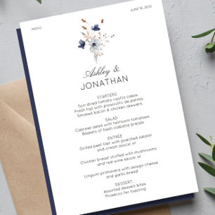 Elegant Modern Rustic Wildflower Wedding Menu
