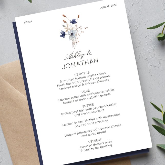 Elegant Modern Rustic Wildflower Wedding Menu (Creator Uploaded)