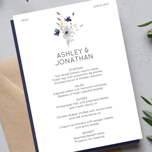 Elegant Modern Rustic Wildflower Wedding Menu (Creator Uploaded)