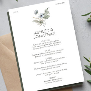 Elegant Modern Rustic Wildflower Wedding Menu