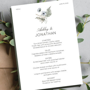 Elegant Modern Rustic Wildflower Wedding Menu