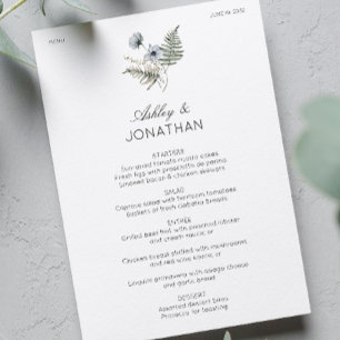 Elegant Modern Rustic Wildflower Wedding Menu