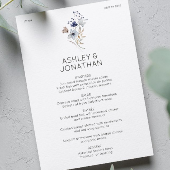 Elegant Modern Rustic Wildflower Wedding Menu (Creator Uploaded)