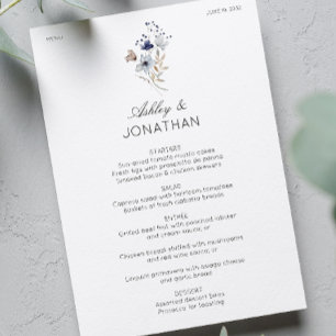 Elegant Modern Rustic Wildflower Wedding Menu