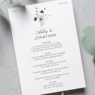 Elegant Modern Rustic Wildflower Wedding Menu