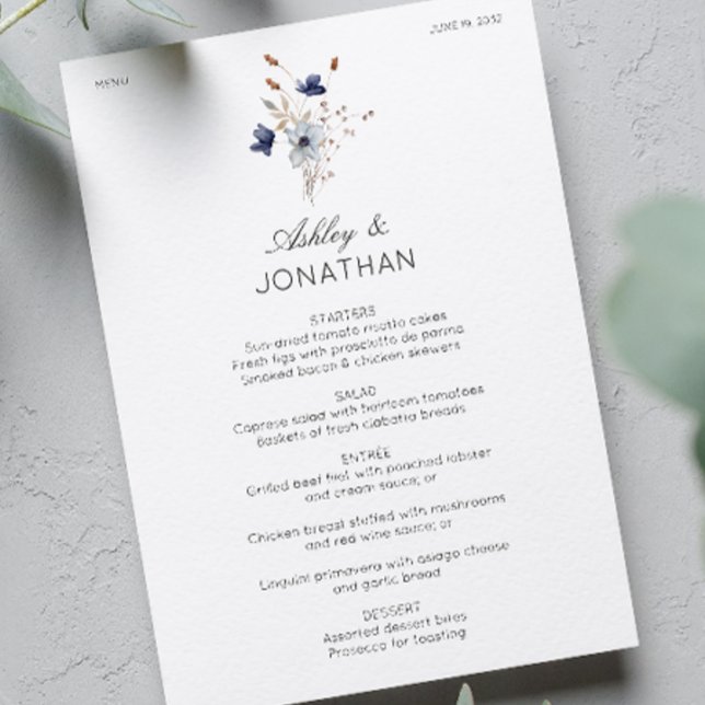 Elegant Modern Rustic Wildflower Wedding Menu (Creator Uploaded)