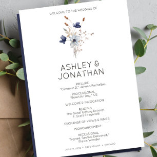 Elegant Modern Rustic Wildflower Wedding Programme