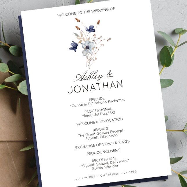 Elegant Modern Rustic Wildflower Wedding Programme (Creator Uploaded)