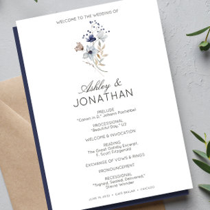 Elegant Modern Rustic Wildflower Wedding Programme
