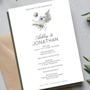 Elegant Modern Rustic Wildflower Wedding Programme