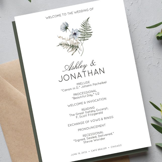 Elegant Modern Rustic Wildflower Wedding Programme (Creator Uploaded)