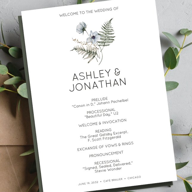 Elegant Modern Rustic Wildflower Wedding Programme (Creator Uploaded)