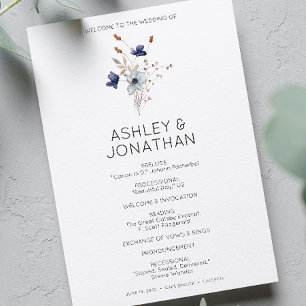 Elegant Modern Rustic Wildflower Wedding Programme