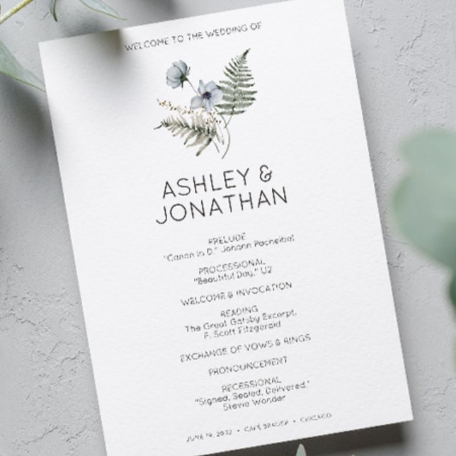 Elegant Modern Rustic Wildflower Wedding Programme (Creator Uploaded)