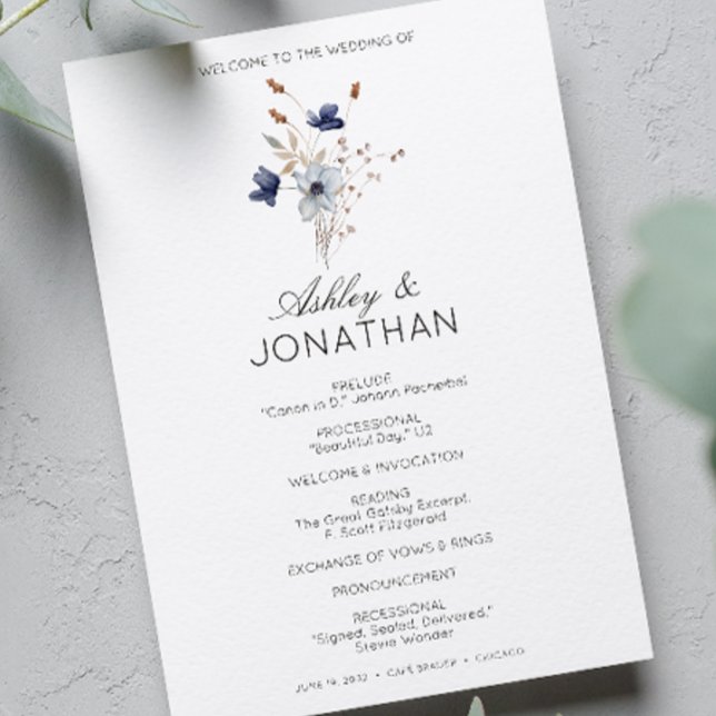 Elegant Modern Rustic Wildflower Wedding Programme (Creator Uploaded)
