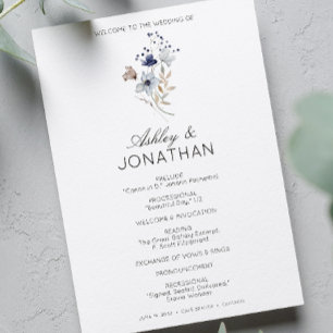 Elegant Modern Rustic Wildflower Wedding Programme