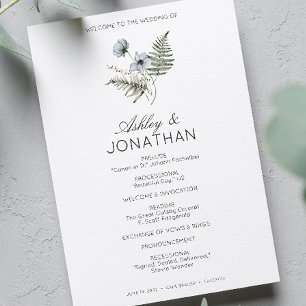 Elegant Modern Rustic Wildflower Wedding Programme