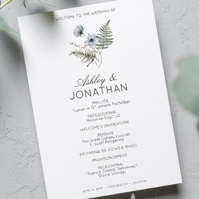 Elegant Modern Rustic Wildflower Wedding Programme (Creator Uploaded)