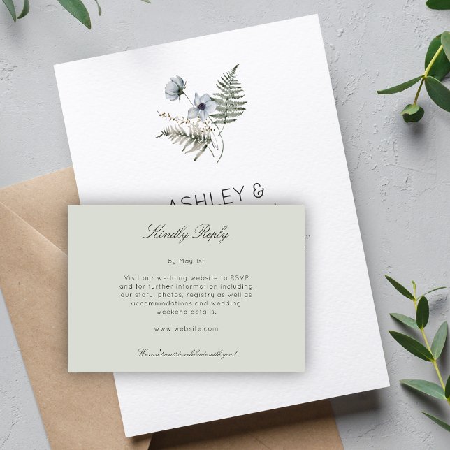 Elegant Modern Rustic Wildflower Wedding RSVP Card (Creator Uploaded)
