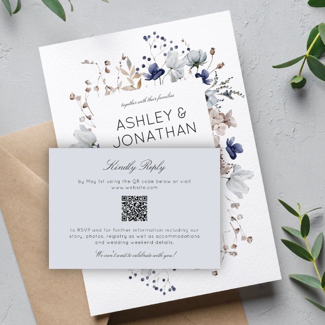 Elegant Modern Rustic Wildflower Wedding RSVP Card (Creator Uploaded)