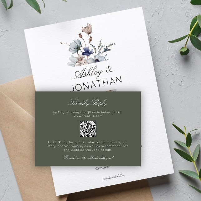 Elegant Modern Rustic Wildflower Wedding RSVP Card (Creator Uploaded)