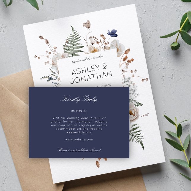 Elegant Modern Rustic Wildflower Wedding RSVP Card (Creator Uploaded)