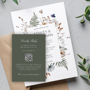 Elegant Modern Rustic Wildflower Wedding RSVP Card