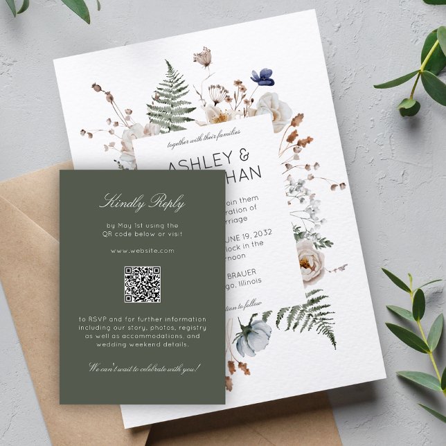 Elegant Modern Rustic Wildflower Wedding RSVP Card (Creator Uploaded)