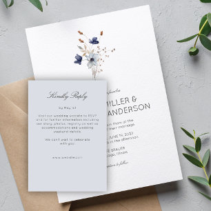 Elegant Modern Rustic Wildflower Wedding RSVP Card