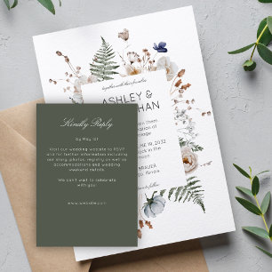 Elegant Modern Rustic Wildflower Wedding RSVP Card