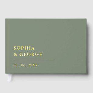 Elegant Modern Sage and Gold Wedding Guest Book