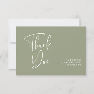 Elegant & Modern Sage Green Baby Shower Thank you Card