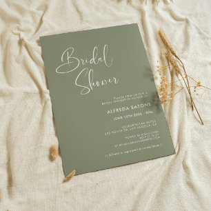 Elegant & modern Sage green Bridal shower Invitation