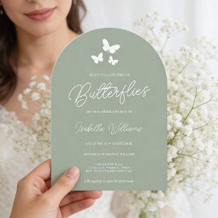 Elegant Modern Sage Green Butterfly Bridal Shower Invitation