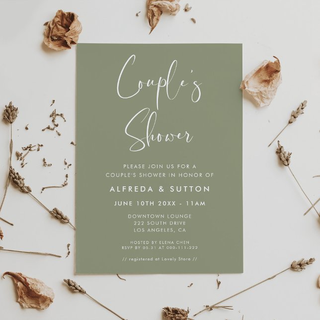 Elegant & Modern Sage Green Couple's Shower Invitation (Creator Uploaded)