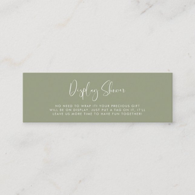 Elegant & modern Sage green Display shower card (Front)