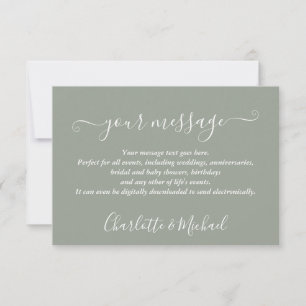 Elegant Modern Sage Green Event Message Card