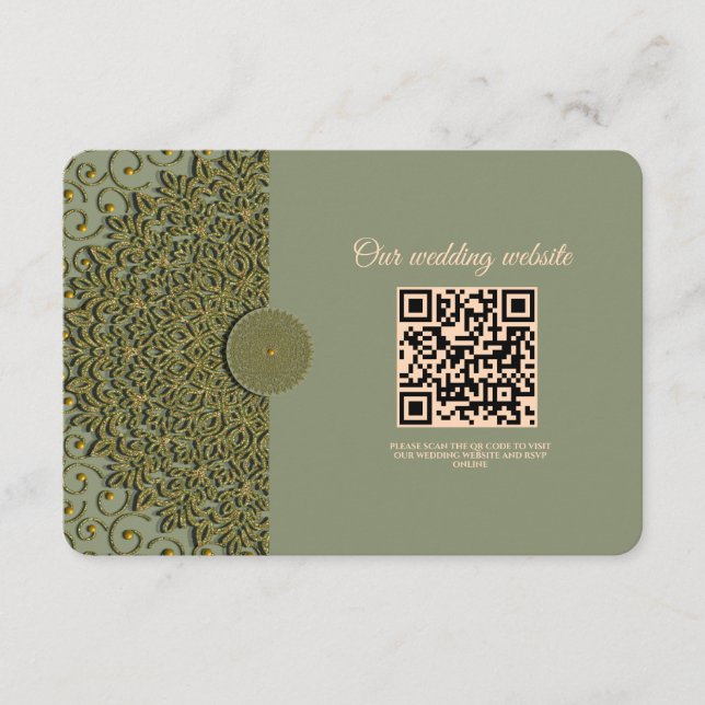 Elegant Modern Sage green & gold classic mandala Enclosure Card (Front)
