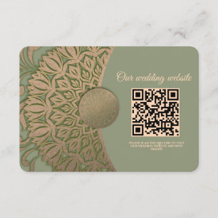 Elegant Modern Sage green & gold classic mandala Enclosure Card