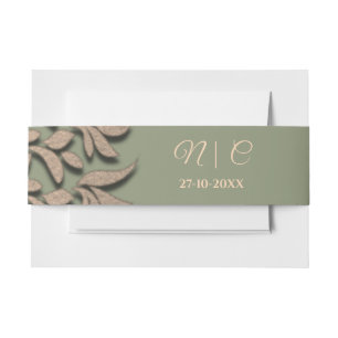 Elegant Modern Sage green & gold classic mandala I Invitation Belly Band